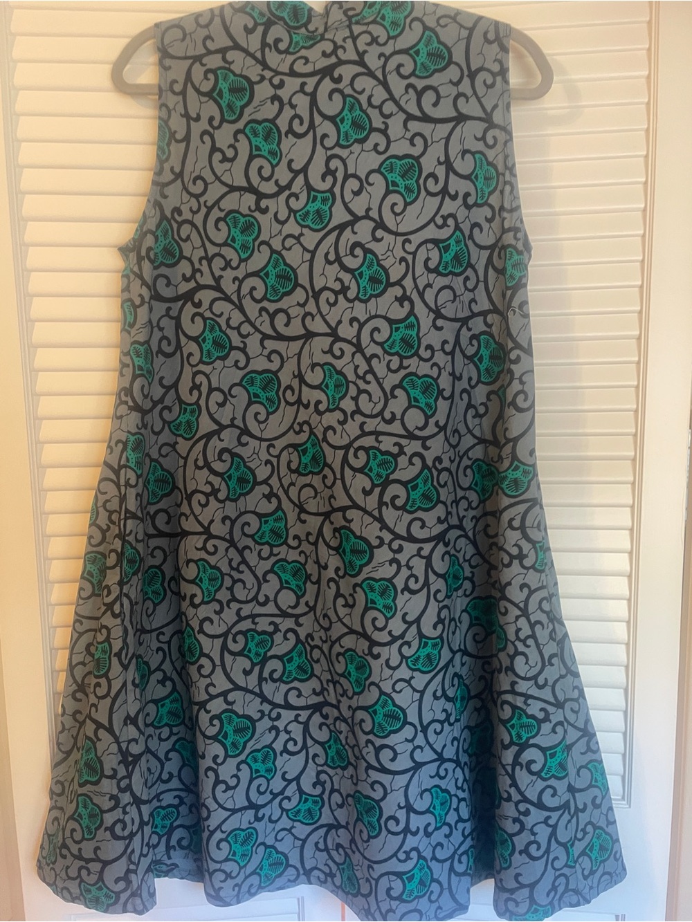 Zuri Kenya 100% Cotton Sleeveless Teal Floral Dress - Picture 6 of 7